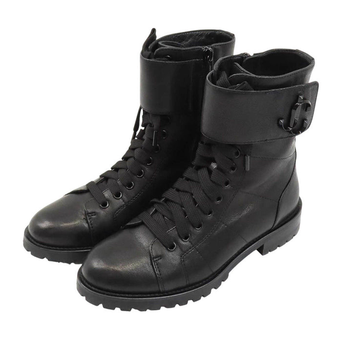 JIMMY CHOO 
レースアップ 
JCロゴ レザー レースアップ ブーツ