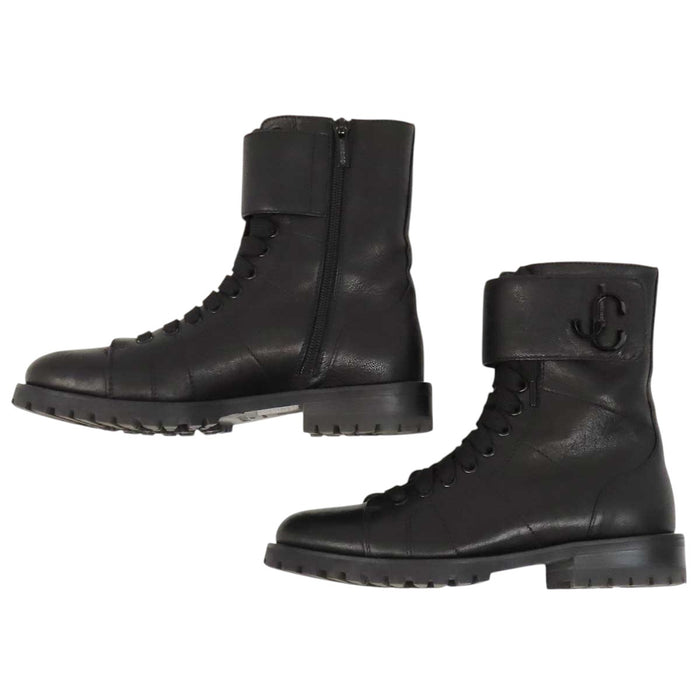JIMMY CHOO 
レースアップ 
JCロゴ レザー レースアップ ブーツ