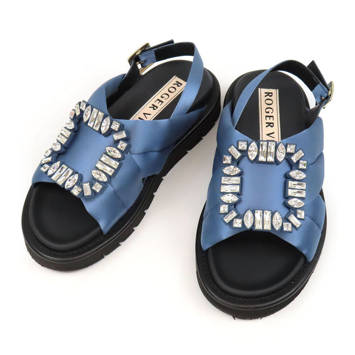 ROGER VIVIER 
ヴィヴ ストラス バックル ファブリック ストラップ 
ウィンター サンダル