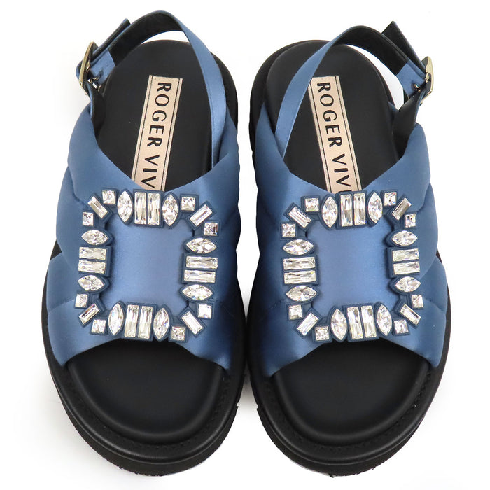 ROGER VIVIER 
ヴィヴ ストラス バックル ファブリック ストラップ 
ウィンター サンダル