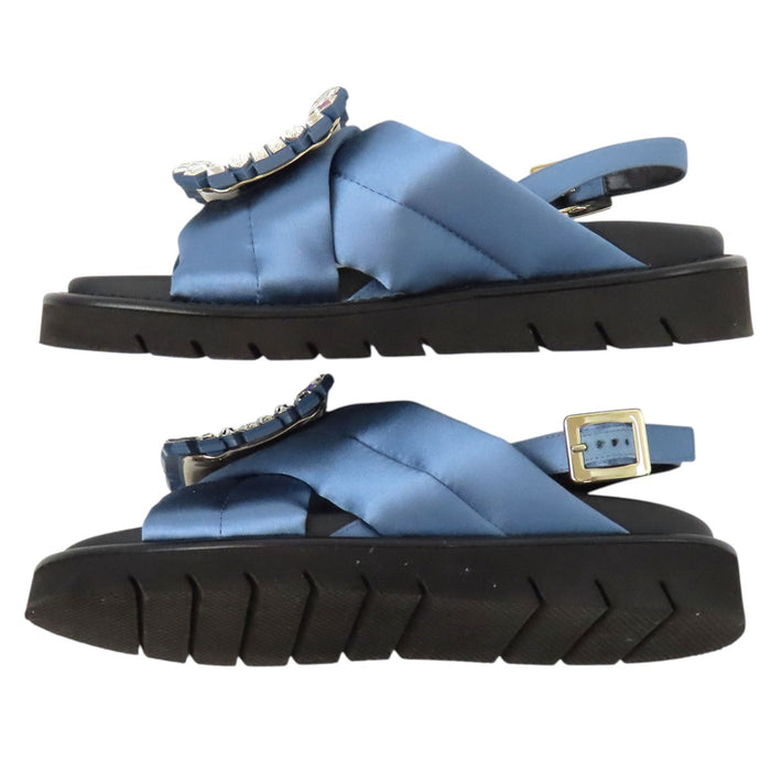 ROGER VIVIER 
ヴィヴ ストラス バックル ファブリック ストラップ 
ウィンター サンダル
