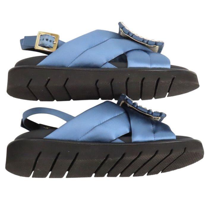 ROGER VIVIER 
ヴィヴ ストラス バックル ファブリック ストラップ 
ウィンター サンダル