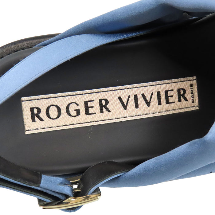 ROGER VIVIER 
ヴィヴ ストラス バックル ファブリック ストラップ 
ウィンター サンダル