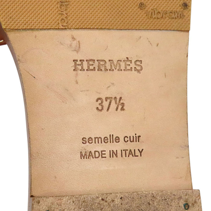 HERMES 
H アッシュ ロゴ 
オラン レザー フラット サンダル