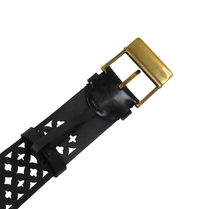 LOUIS VUITTON 
LV ロゴ ゴールドカラー金具 
フラワー サンチュール ベルト