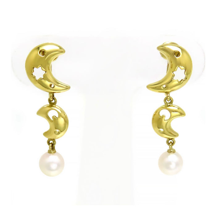 MIKIMOTO 
Boucles d'oreilles en perles Akoya motif lune