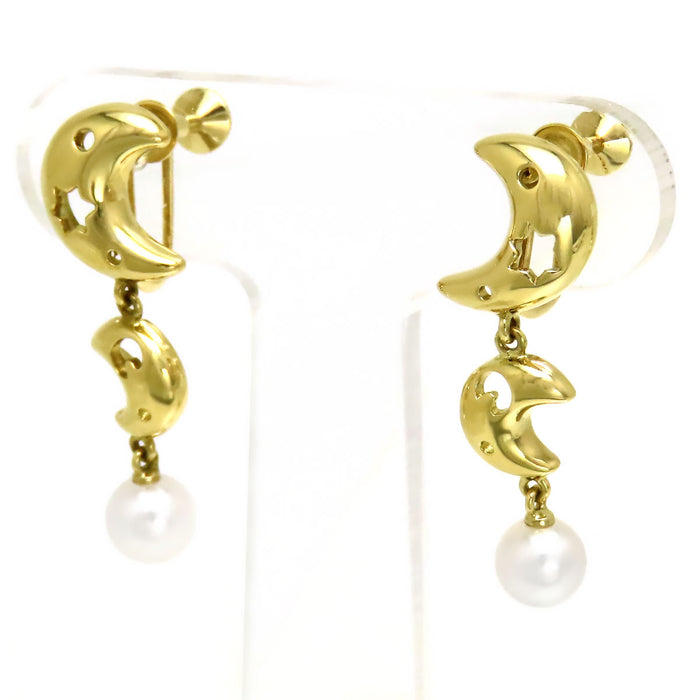 MIKIMOTO 
Boucles d'oreilles en perles Akoya motif lune