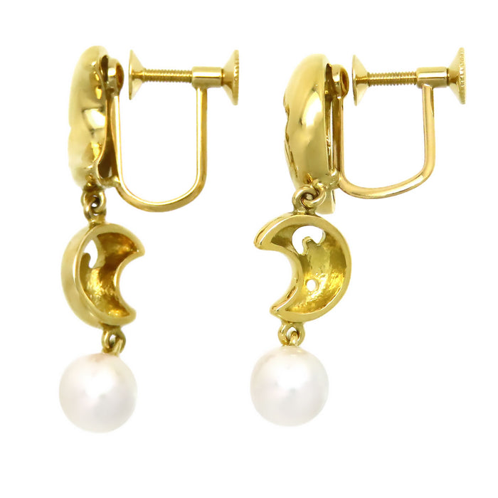 MIKIMOTO 
Boucles d'oreilles en perles Akoya motif lune