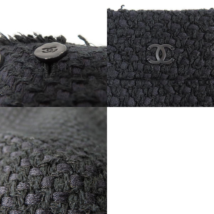 CHANEL 
COCO CC ココボタン ノーカラー フリンジ シルク混 06P 
ココマーク ツイード セットアップ