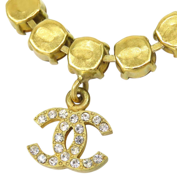 CHANEL 
COCO CC logo gold-tone metal 95P 
Coco Mark vintage rhinestone bracelet