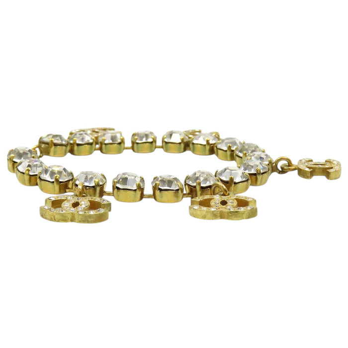 CHANEL 
COCO CC logo gold-tone metal 95P 
Coco Mark vintage rhinestone bracelet