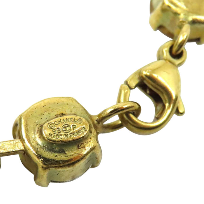 CHANEL 
COCO CC logo gold-tone metal 95P 
Coco Mark vintage rhinestone bracelet
