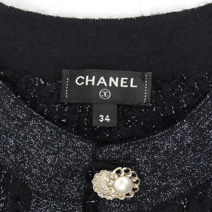 CHANEL 
COCO CC ココボタン コスチュームパール ロングスリーブ 
ココマーク ラメ ニット ワンピース