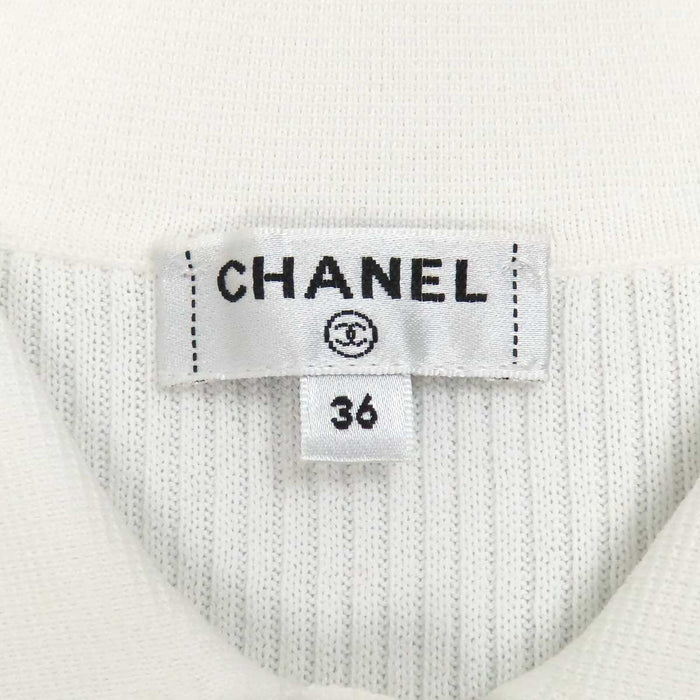 CHANEL 
COCO CC ココボタン コットン レース ニット 
ココマーク フレンチスリーブ ワンピース