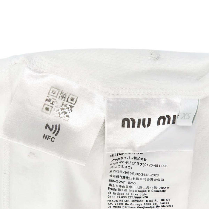 MIUMIU 
ラインストーン コットン 
ロゴ 刺繍 クロップド Tシャツ