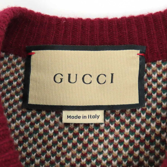 GUCCI 
ウール ショートスリーブ 
GG ジャカード チェック柄 ニット ワンピース