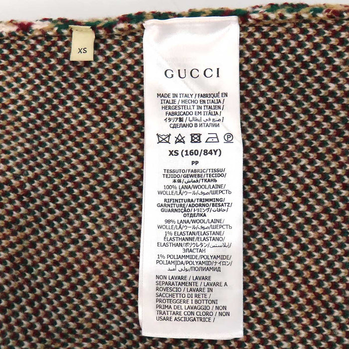 GUCCI 
ウール ショートスリーブ 
GG ジャカード チェック柄 ニット ワンピース