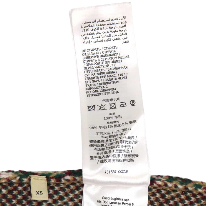GUCCI 
ウール ショートスリーブ 
GG ジャカード チェック柄 ニット ワンピース