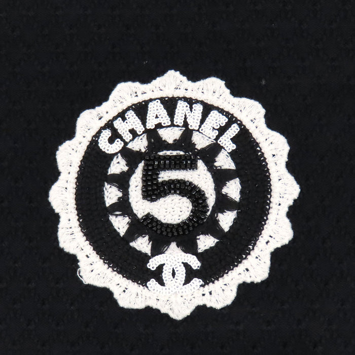 CHANEL 
COCO CC ロゴ 5 コットン ビーズ スパンコール 刺繍 
ココマーク ショートスリーブ ニット