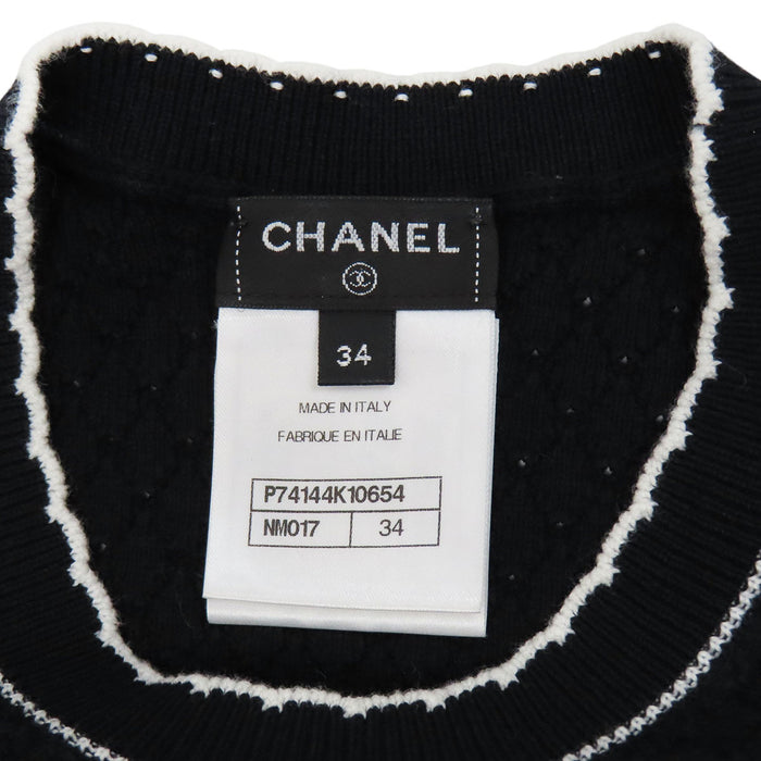 CHANEL 
COCO CC ロゴ 5 コットン ビーズ スパンコール 刺繍 
ココマーク ショートスリーブ ニット