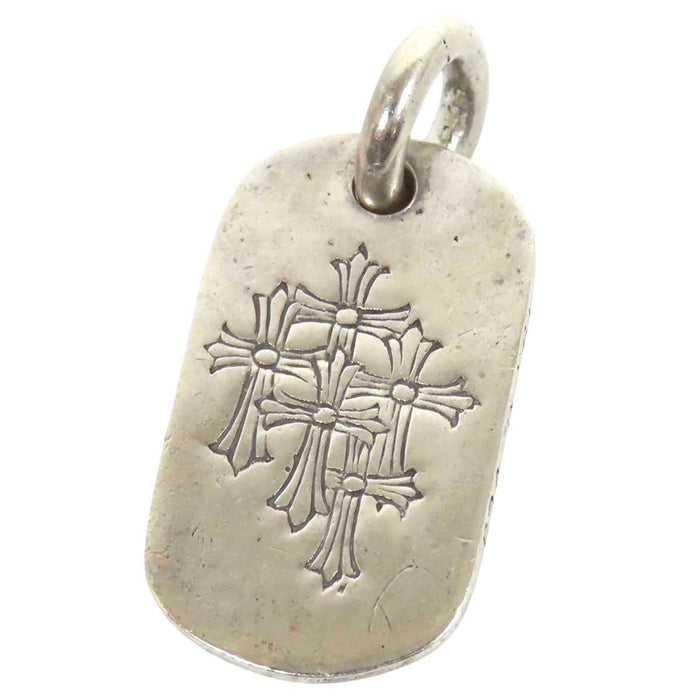 CHROME HEARTS CH D TAG SML Silver, Engraved 1998 Cemetery Engraved Small Dog Tag Top