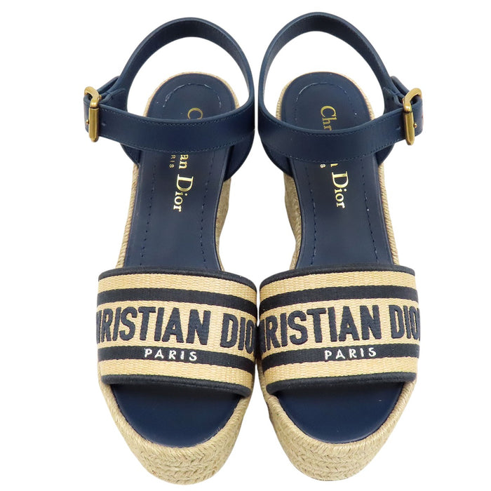 Dior 
ロゴ エンブロイダリー レザー 厚底 ストラップ 
Dway ウェッジ ソール サンダル
