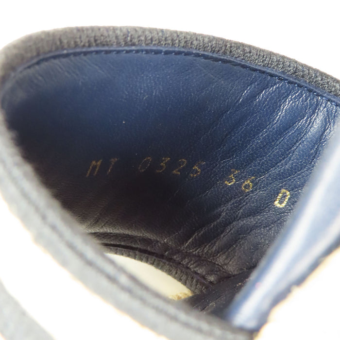 Dior 
Logo Embroidered Leather Platform Strap 
Dway Wedge Sandals