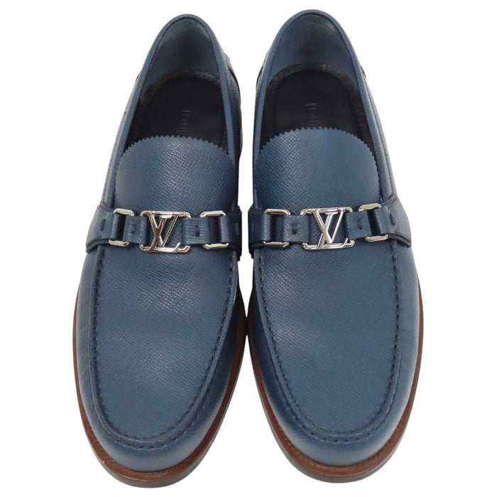 LOUIS VUITTON 
LV マリーヌ レザー シルバーカラー金具 
メジャー ローファー
