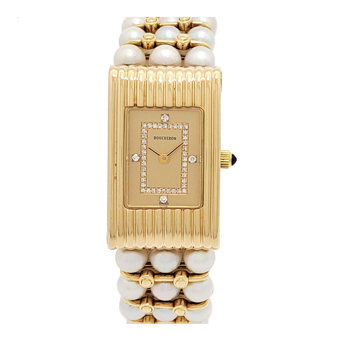 Boucheron  
Lifref Diamond Pearl Bracelet  
With Box