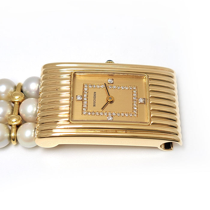 Boucheron  
Lifref Diamond Pearl Bracelet  
With Box