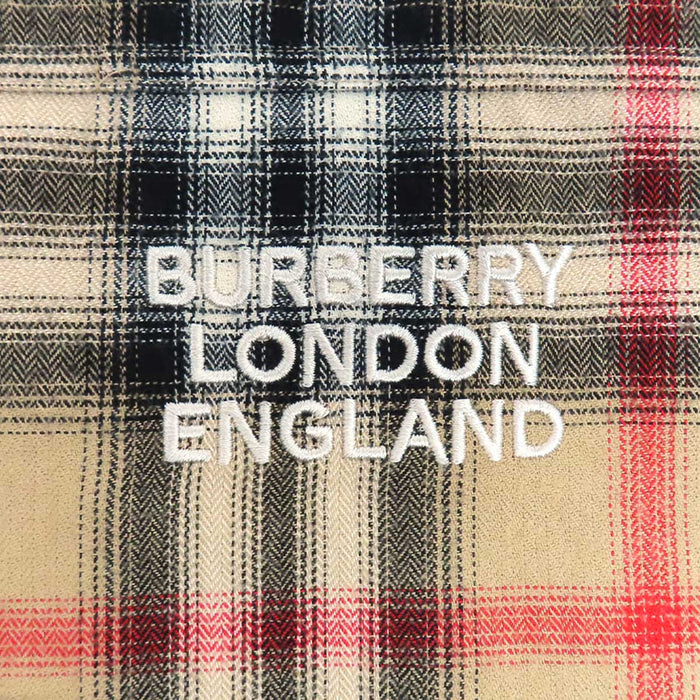 BURBERRY 
総柄 ロゴボタン コットン 刺繍 
ノバチェック ロングスリーブ シャツ
