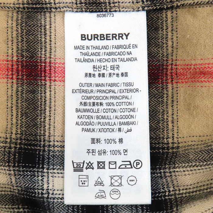 BURBERRY 
総柄 ロゴボタン コットン 刺繍 
ノバチェック ロングスリーブ シャツ