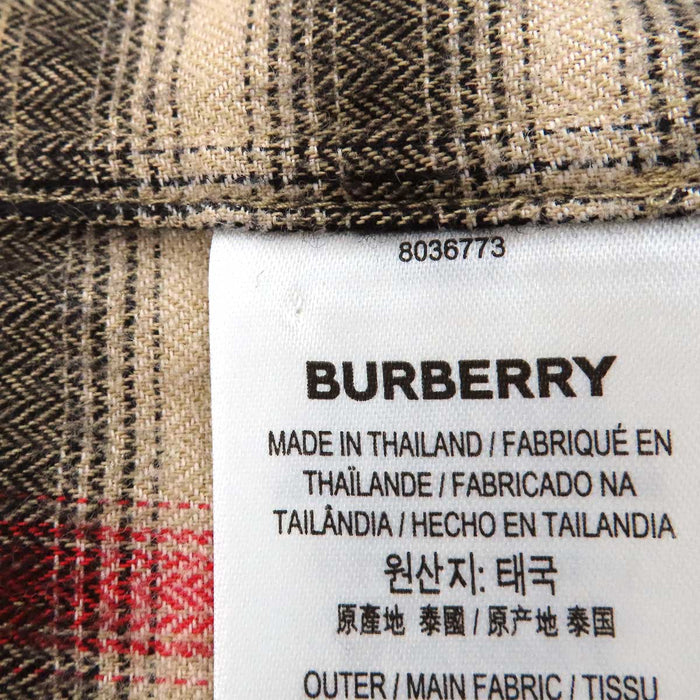 BURBERRY 
総柄 ロゴボタン コットン 刺繍 
ノバチェック ロングスリーブ シャツ