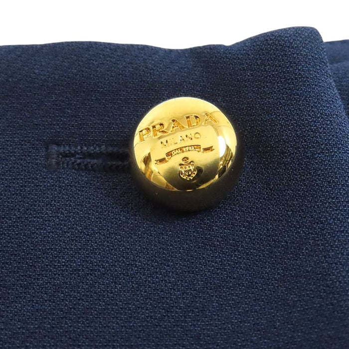 PRADA 
ウール混 ゴールドカラー金具 
ロゴ ボタン スカート