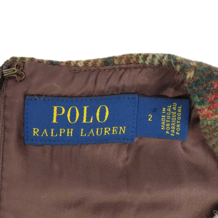 RALPH LAUREN 
POLO RALPH LAUREN ウール ラップ 
チェック柄 ノースリーブ ワンピース
