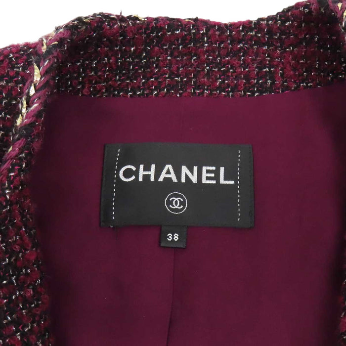 CHANEL 
COCO CC ココボタン ウール混 
ココマーク ノーカラー ツイード ジャケット