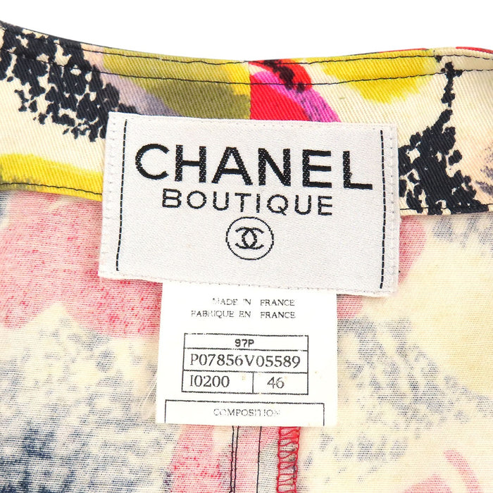 CHANEL 
COCO CC ココボタン Vネック 97P コットン 
ココマーク ヴィンテージ ノースリーブ ワンピース