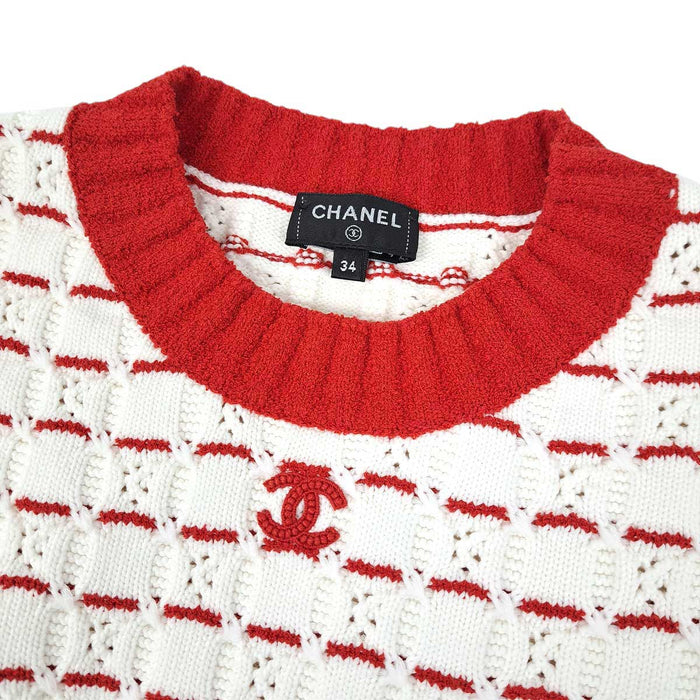 CHANEL 
COCO CC コットン混 バイカラー 
ココマーク ボーダー ニット