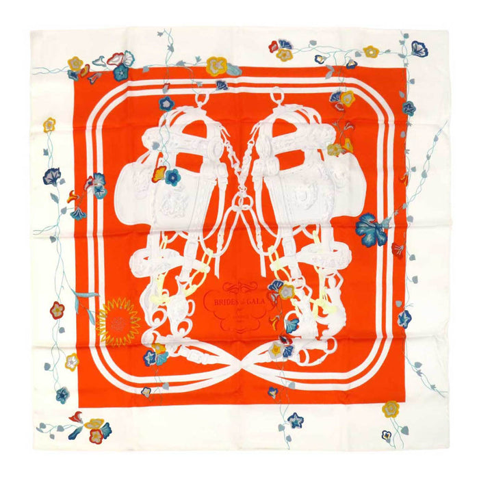 HERMES 
Scarf large silk 
Carré 90 Brides Fleuries floral brides