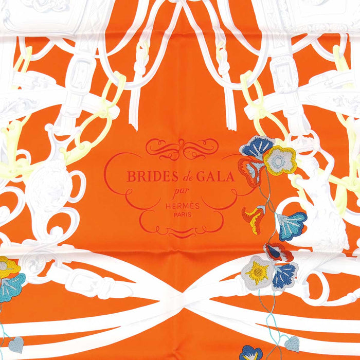 HERMES 
Scarf large silk 
Carré 90 Brides Fleuries floral brides