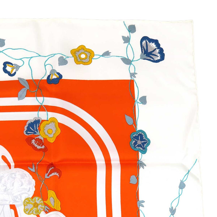 HERMES 
Scarf large silk 
Carré 90 Brides Fleuries floral brides