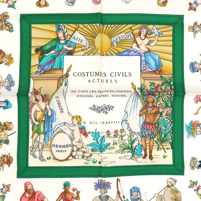 HERMES 
スカーフ 大判 シルク 
カレ 90 COSTUMES CIVILS ACTUELS 現代市民の服装