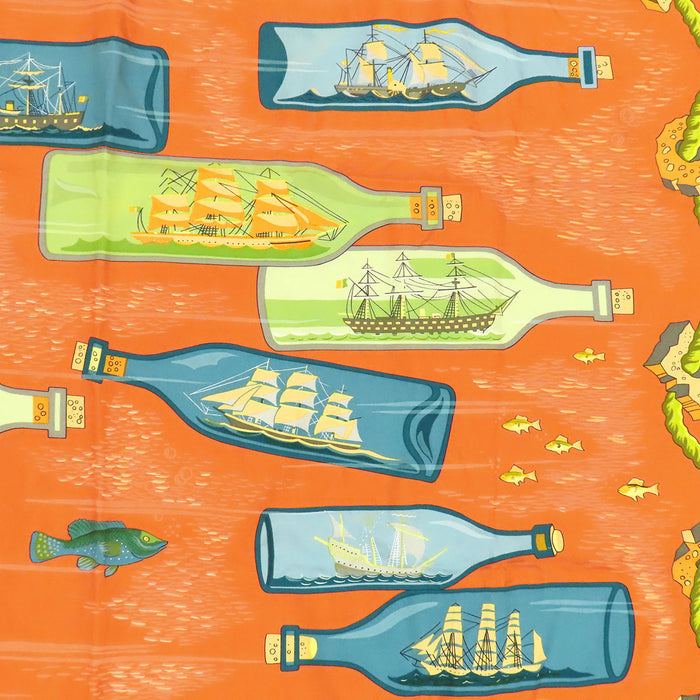 HERMES 
スカーフ 大判 シルク 船 
カレ 90 Bouteilles a la Mer ボトルシップ