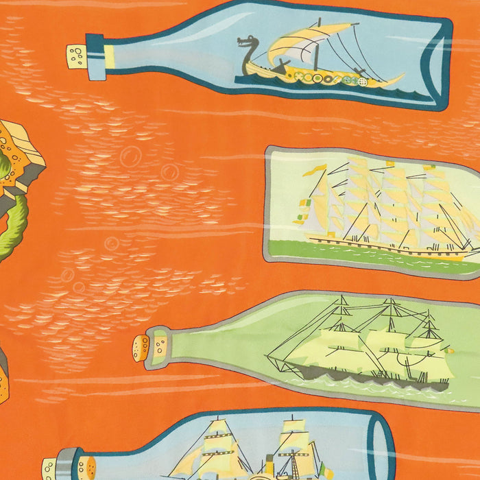 HERMES 
スカーフ 大判 シルク 船 
カレ 90 Bouteilles a la Mer ボトルシップ