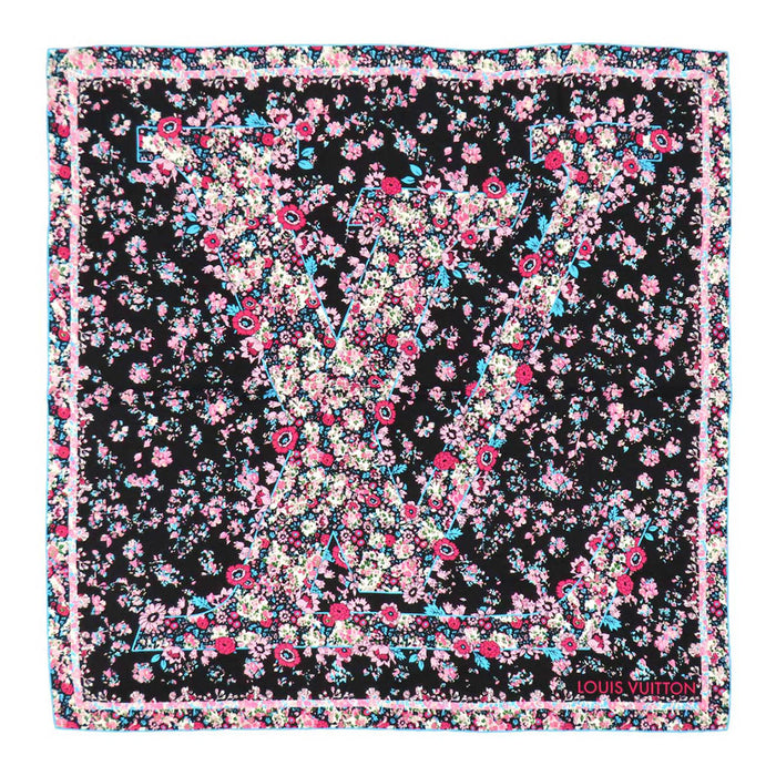 LOUIS VUITTON 
LV flower scarf large silk 
Logo flower motif scarf
