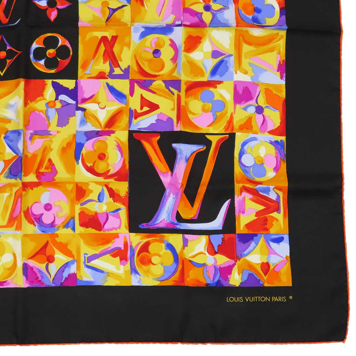 LOUIS VUITTON 
LV パッチワーク シルク 
Carre Au fil du temps 時の流れに スカーフ 
モノグラム