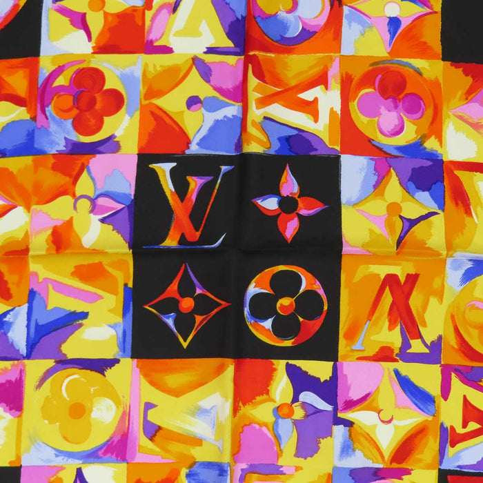 LOUIS VUITTON 
LV パッチワーク シルク 
Carre Au fil du temps 時の流れに スカーフ 
モノグラム