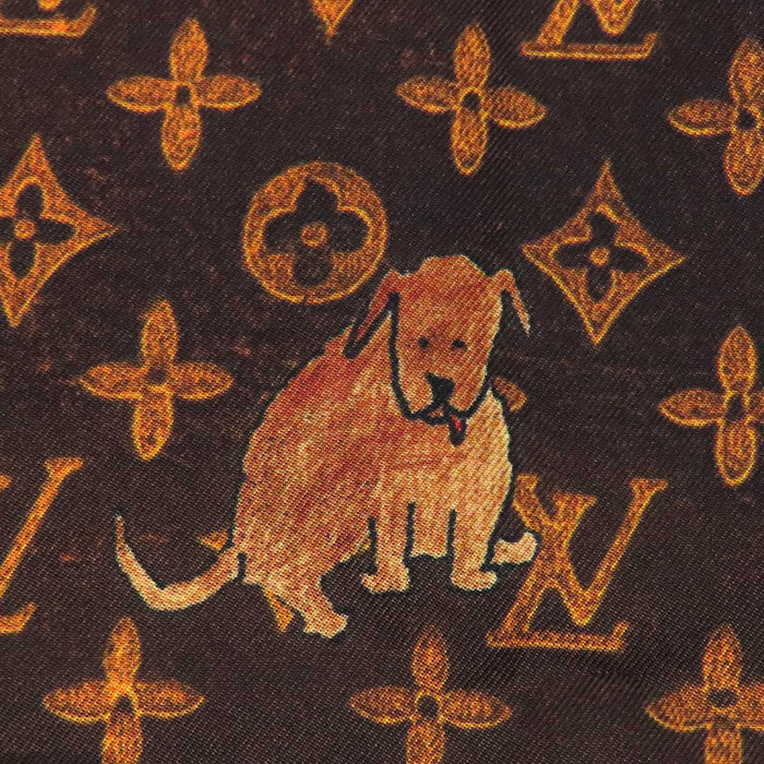 LOUIS VUITTON 
LV logo all-over pattern carré silk large animal cat dog 
Catogram shawl 
Monogram
