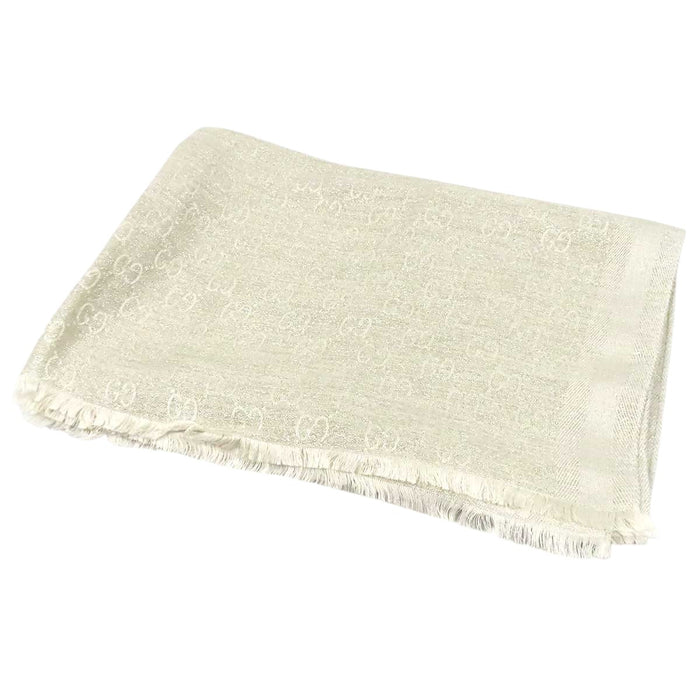 GUCCI 
Logo all-over pattern silk blend cashmere blend 
GG lame stole
