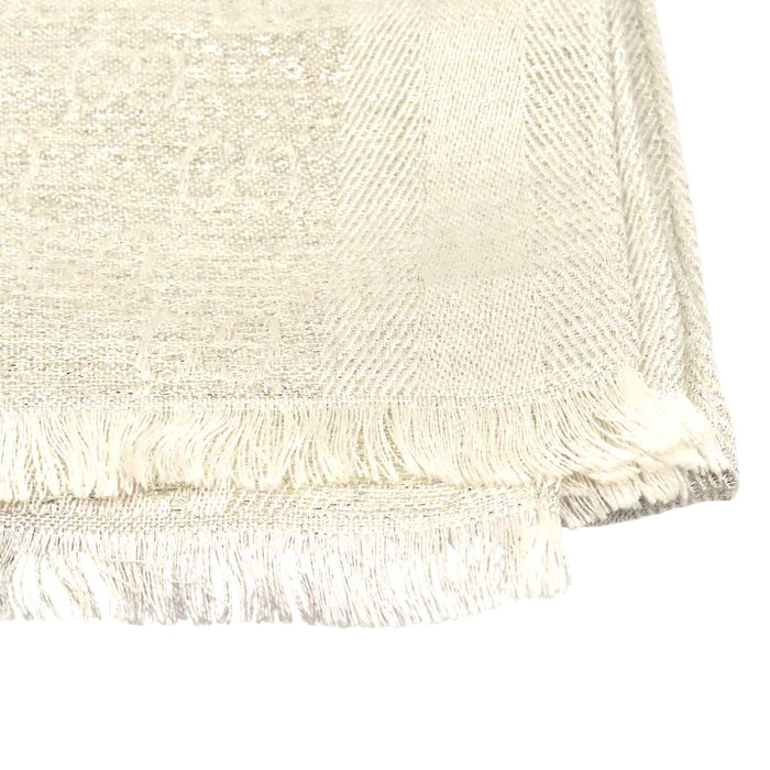GUCCI 
Logo all-over pattern silk blend cashmere blend 
GG lame stole